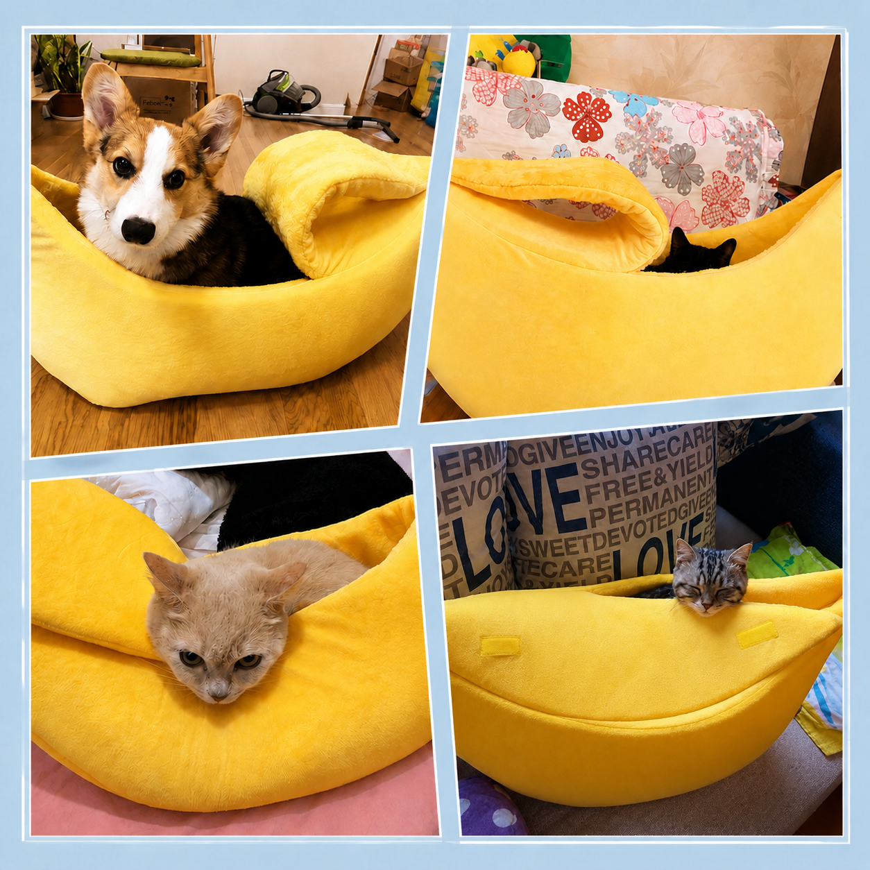 猫がすっぽり、まるごとバナナベッド