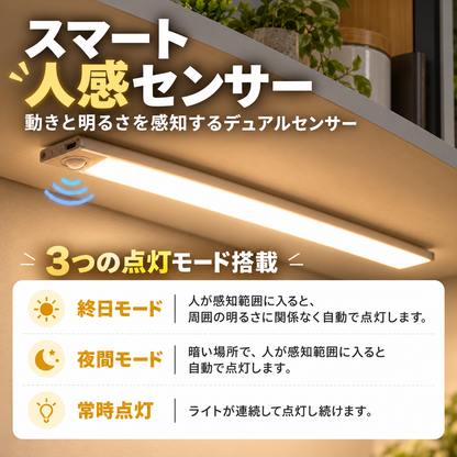 暗い収納がパッと見える 充電式センサーライト