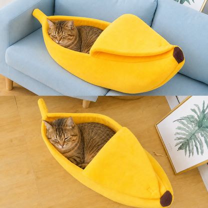猫がすっぽり、まるごとバナナベッド