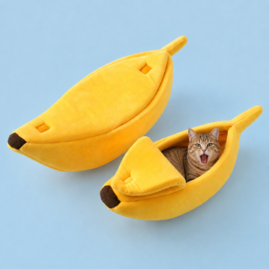 猫がすっぽり、まるごとバナナベッド