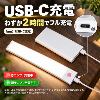 暗い収納がパッと見える 充電式センサーライト