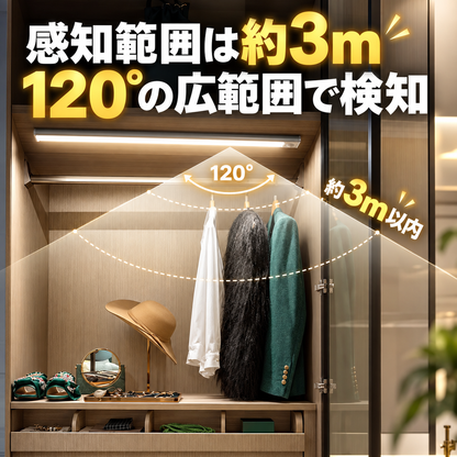 暗い収納がパッと見える 充電式センサーライト