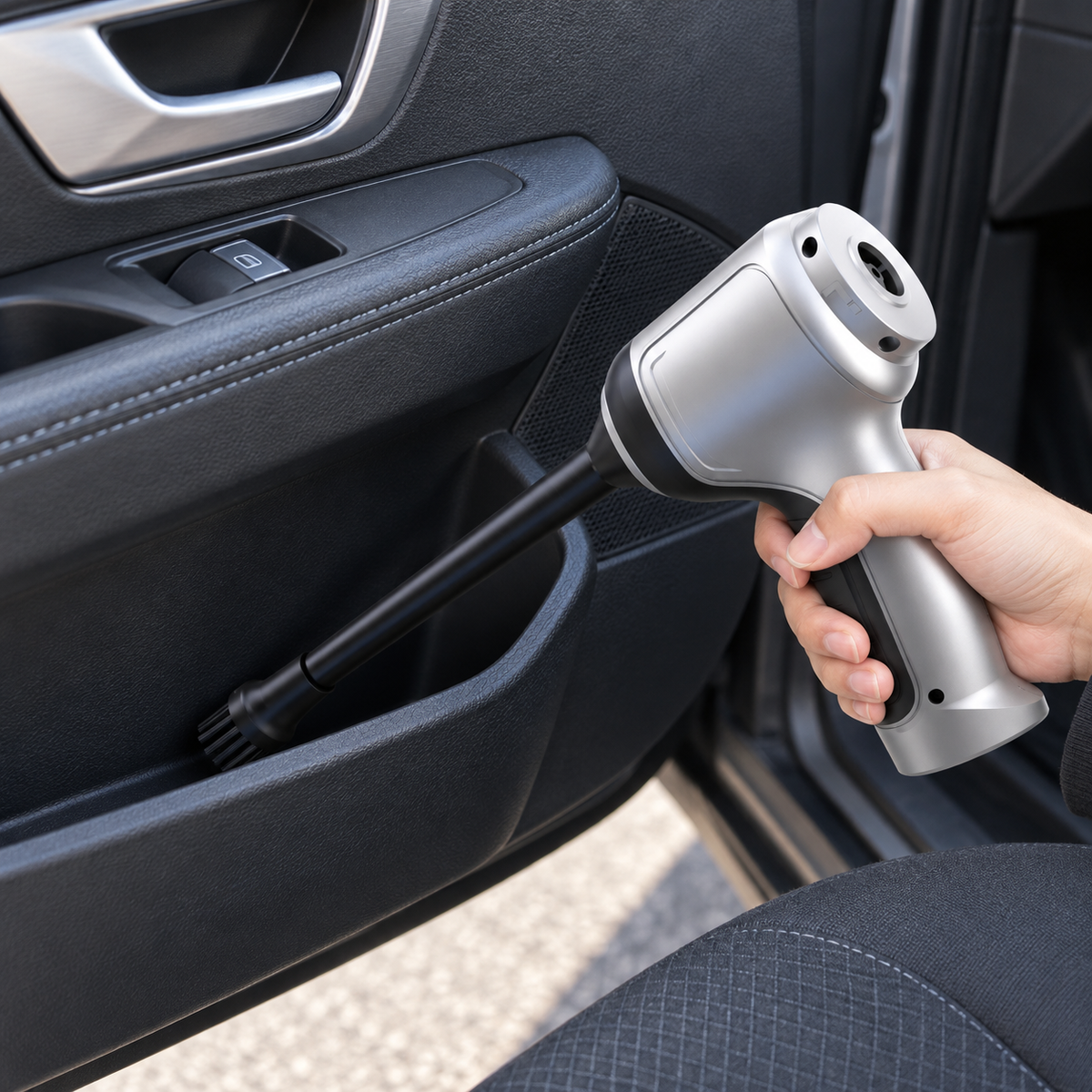 車ドアのホコリを吹き飛ばす使用イメージ